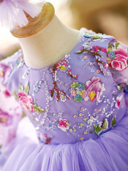 Lilac Baby Long Sleeve Adorable Knee Length Girl Dress J055