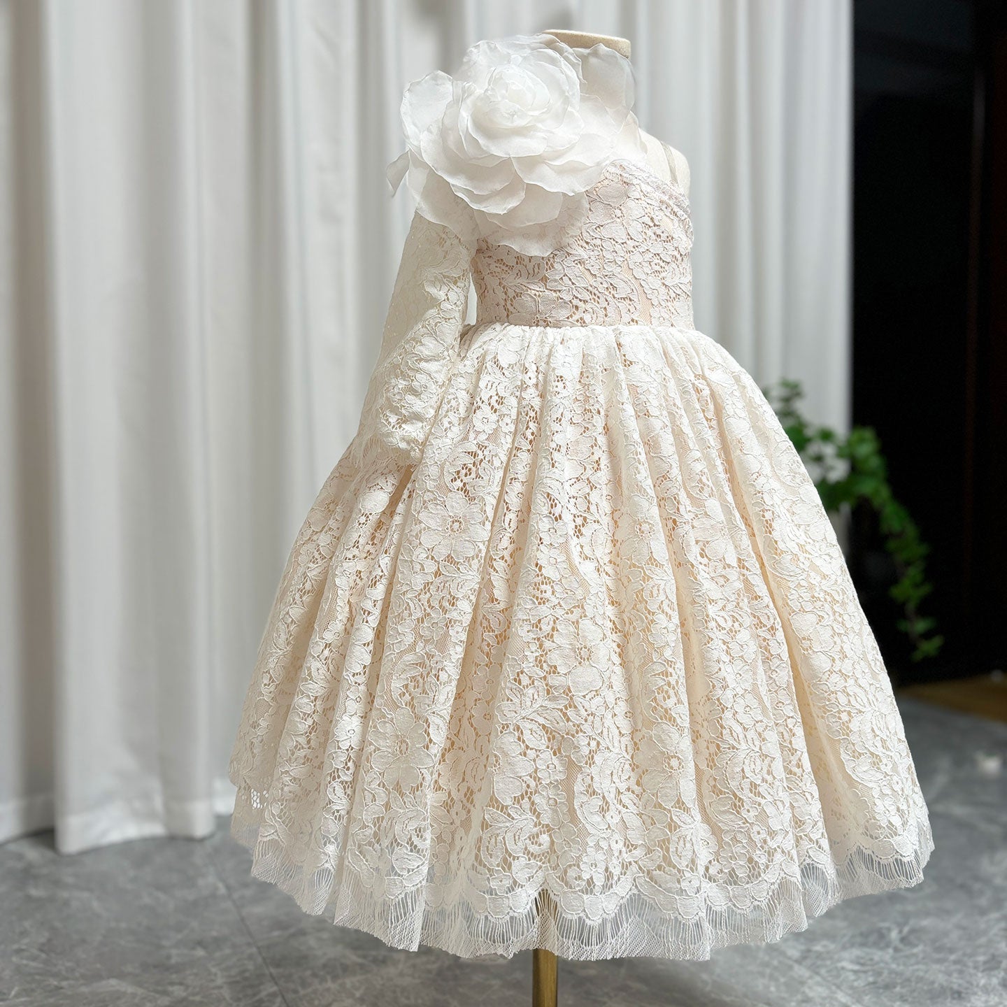 Lilac Girl Dress One Shoulder Flowers Champagne Princess Ball Gown J154