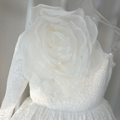 Lilac Girl Dress One Shoulder Flowers Champagne Princess Ball Gown J154