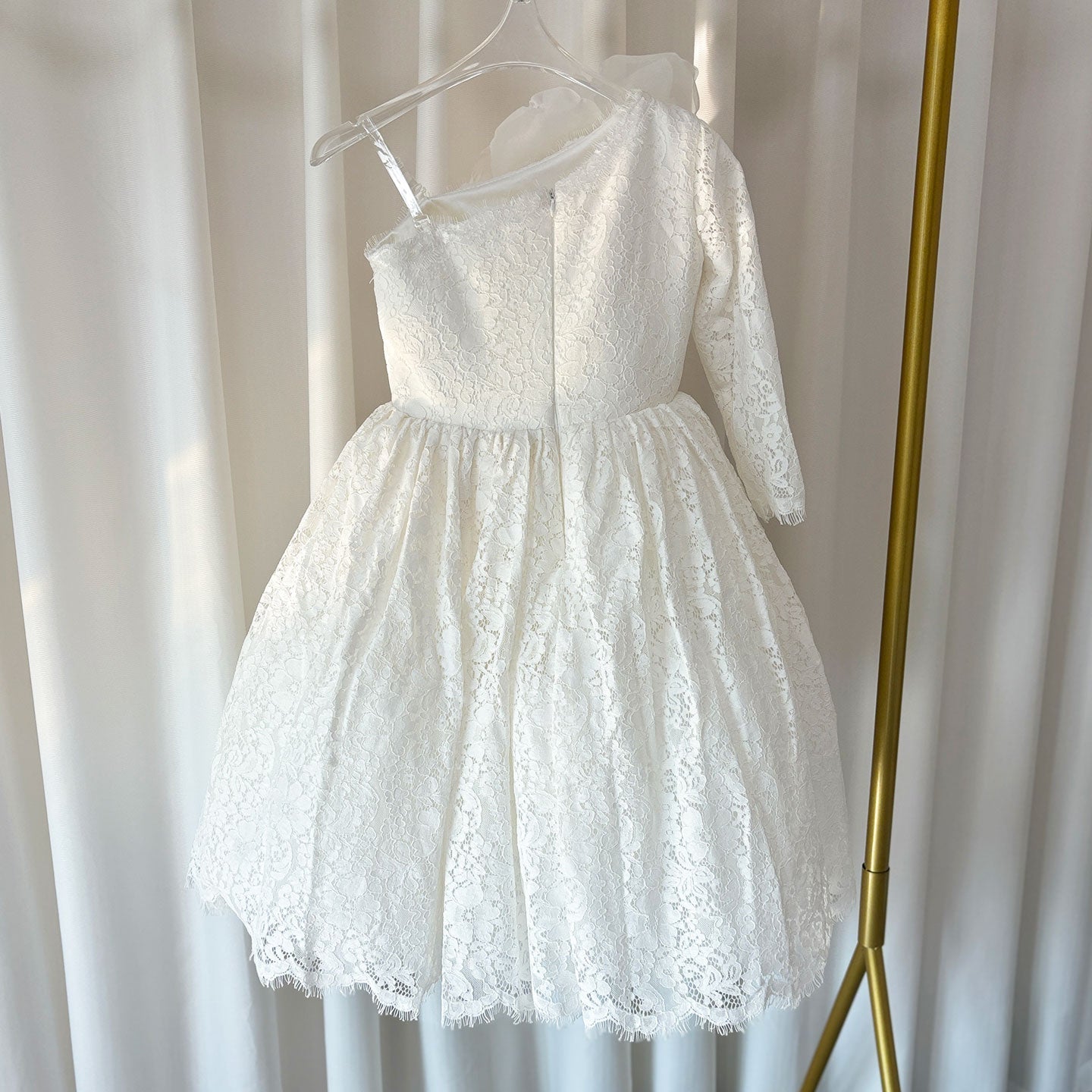 Lilac Girl Dress One Shoulder Flowers Champagne Princess Ball Gown J154