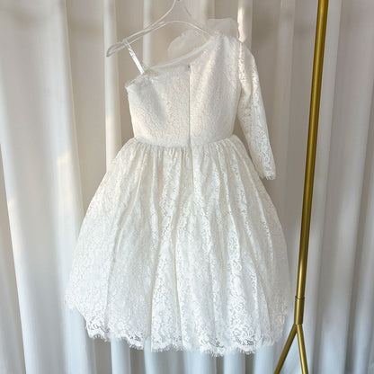 Lilac Girl Dress One Shoulder Flowers Champagne Princess Ball Gown J154