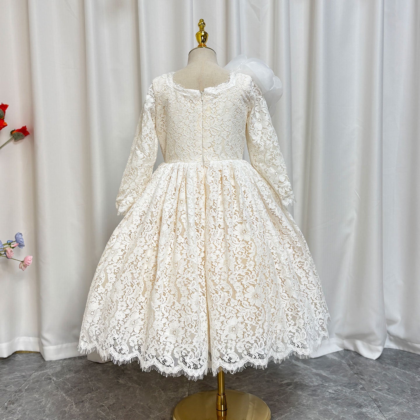 Lilac Girl Dress One Shoulder Flowers Champagne Princess Ball Gown J154