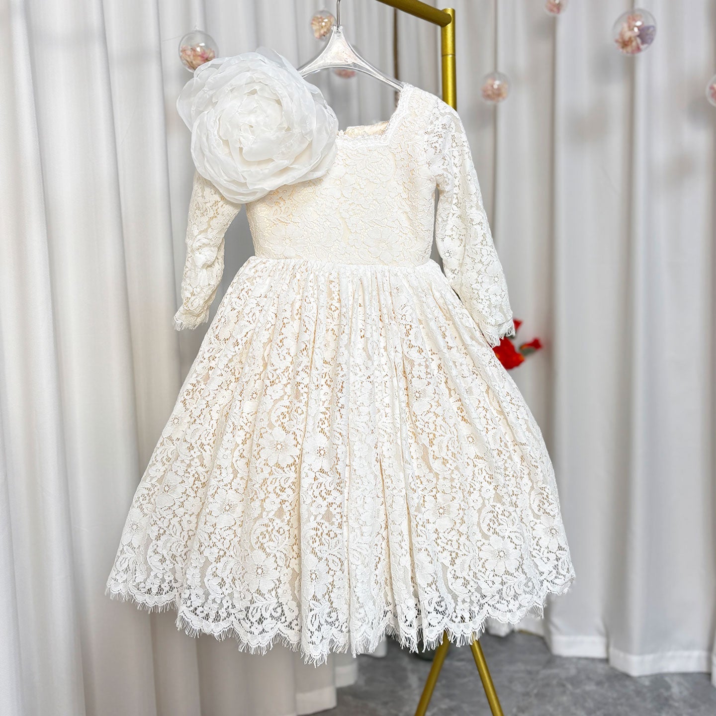 Lilac Girl Dress One Shoulder Flowers Champagne Princess Ball Gown J154