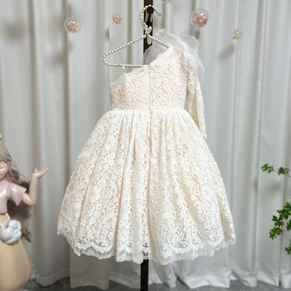 Lilac Girl Dress One Shoulder Flowers Champagne Princess Ball Gown J154