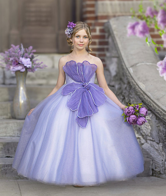 Lilac Girl Dress Sequined Kids Pageant Girl Dress J331