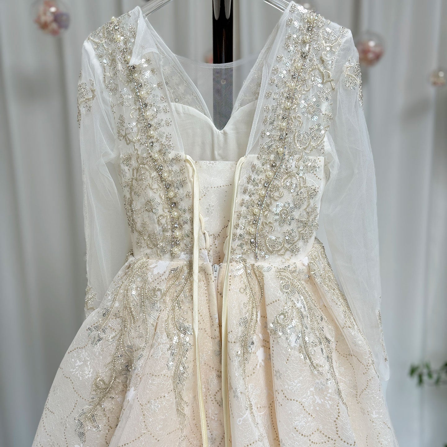 Luxury Arabic Champagne Girl Dress Dubai Princess J046