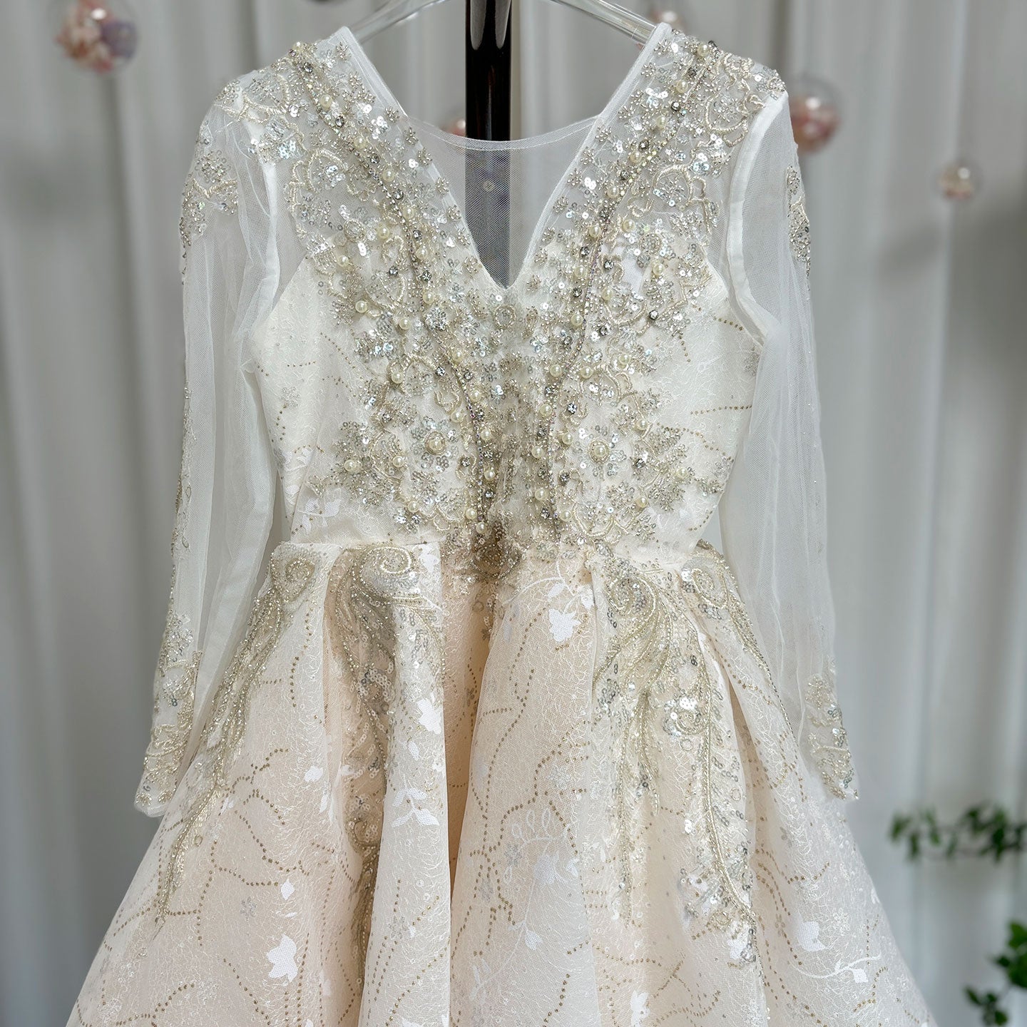 Luxury Arabic Champagne Girl Dress Dubai Princess J046