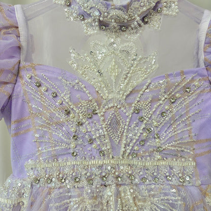Luxury Beaded Lilac Girl Dress Arabic Ball Gown J184