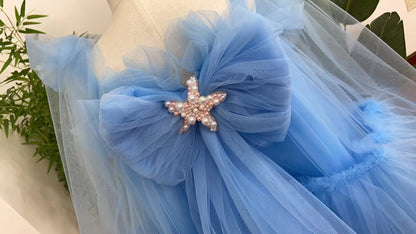 Luxury Blue Baby Flower Girl Dresses Mini Beading J038