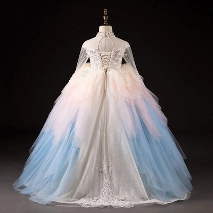 Luxury Dubai Flower Girl Dress Beaded Pearls Arabic Princess J385