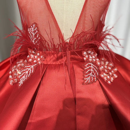 Luxury Dubai White Girl Dress 3D Flowers Beading Ball Gown J322