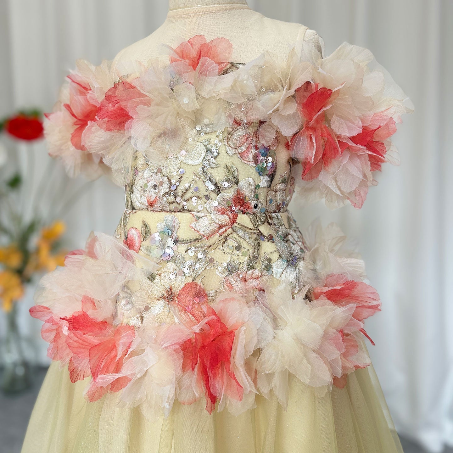 Luxury Embroidery Champagne A-Line  Girl Dress J064