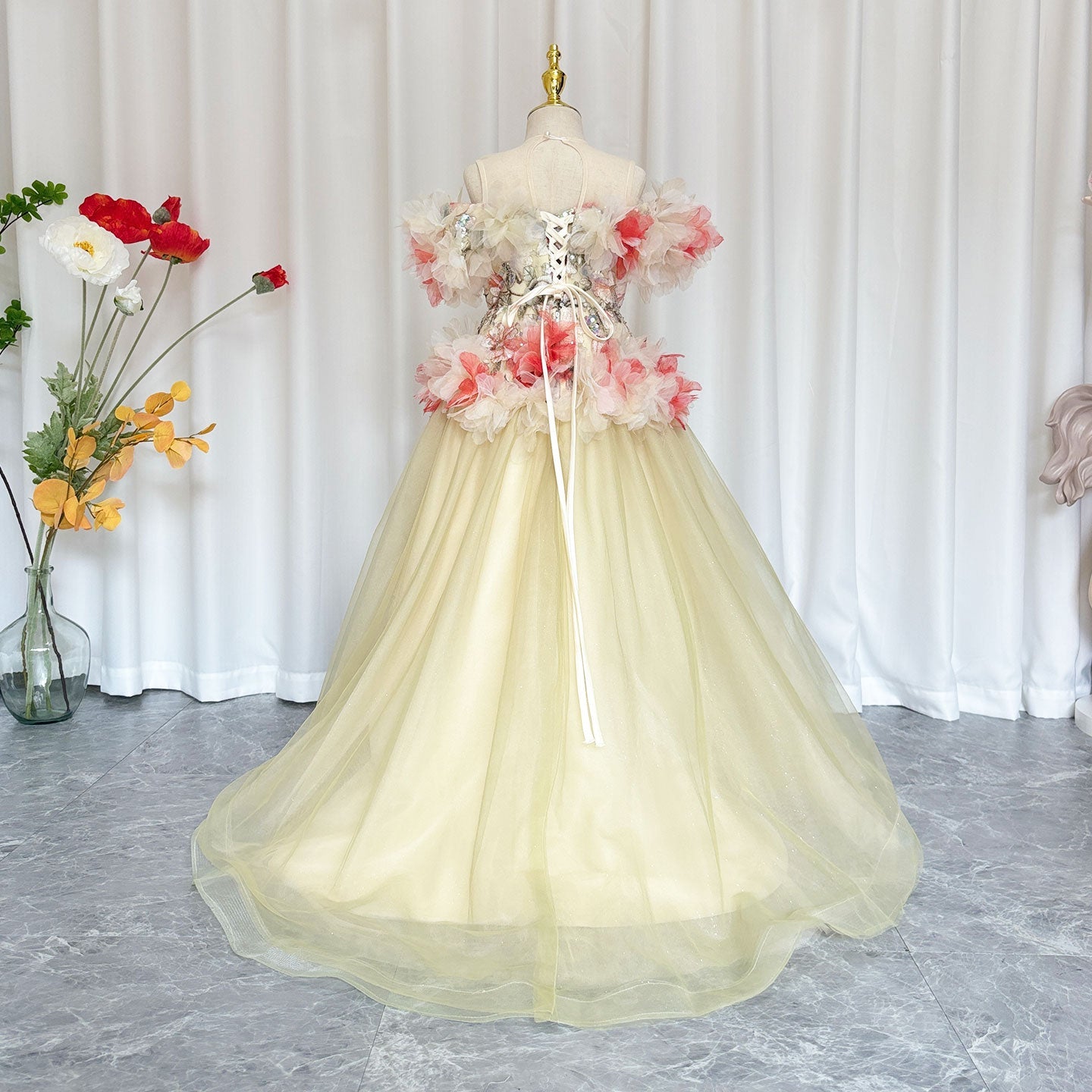 Luxury Embroidery Champagne A-Line  Girl Dress J064