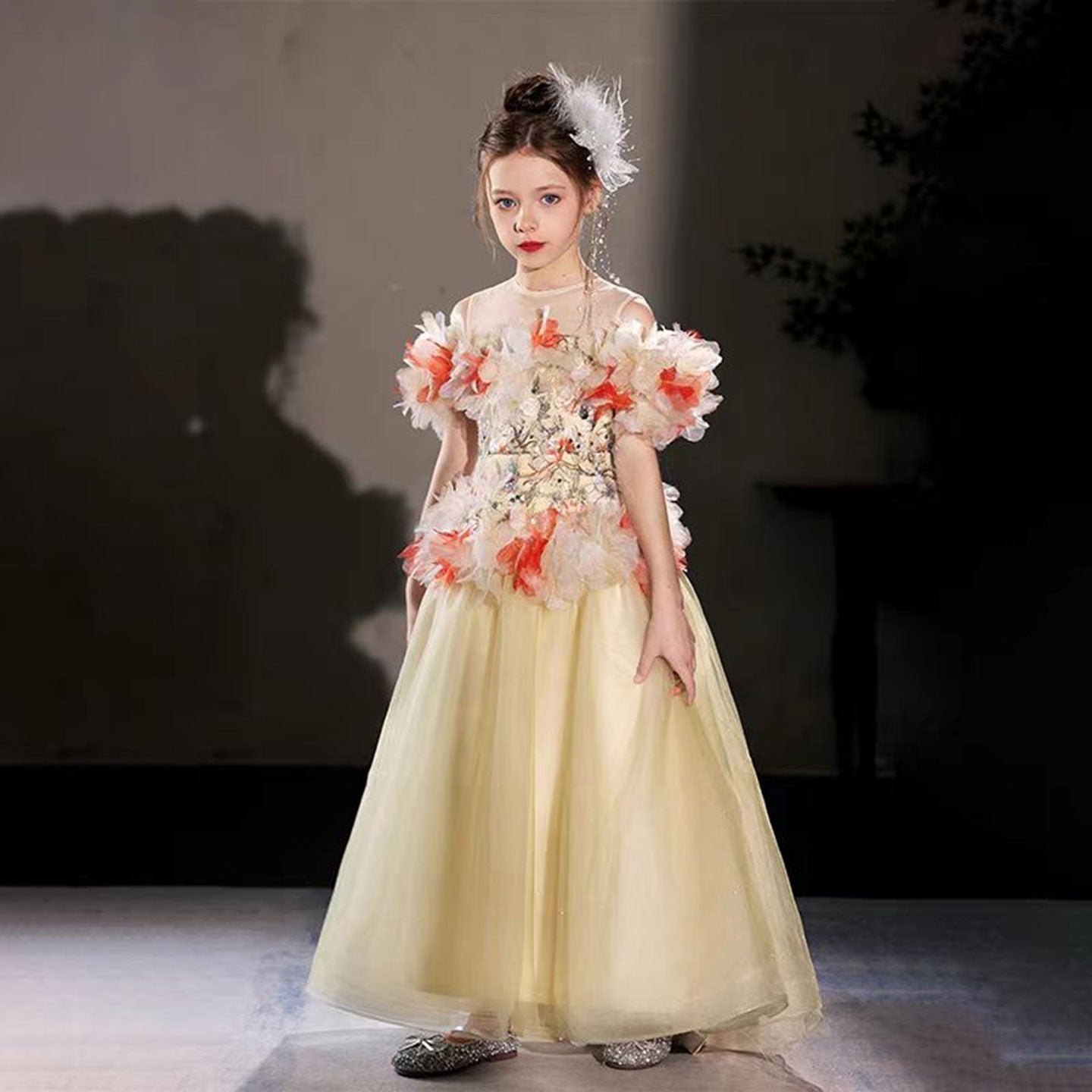 Luxury Embroidery Champagne A-Line  Girl Dress J064