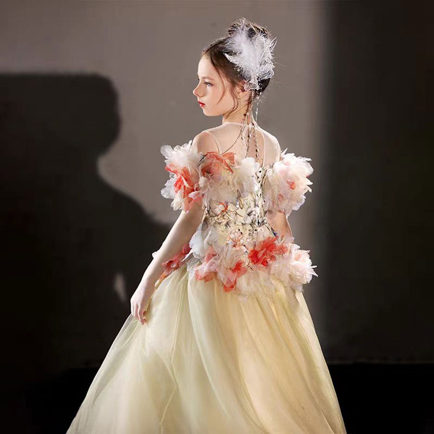 Luxury Embroidery Champagne A-Line  Girl Dress J064