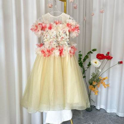 Luxury Embroidery Champagne A-Line  Girl Dress J064