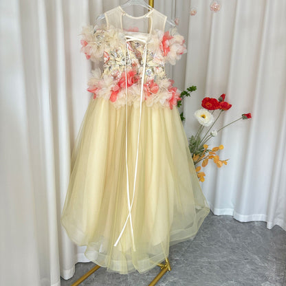 Luxury Embroidery Champagne A-Line  Girl Dress J064