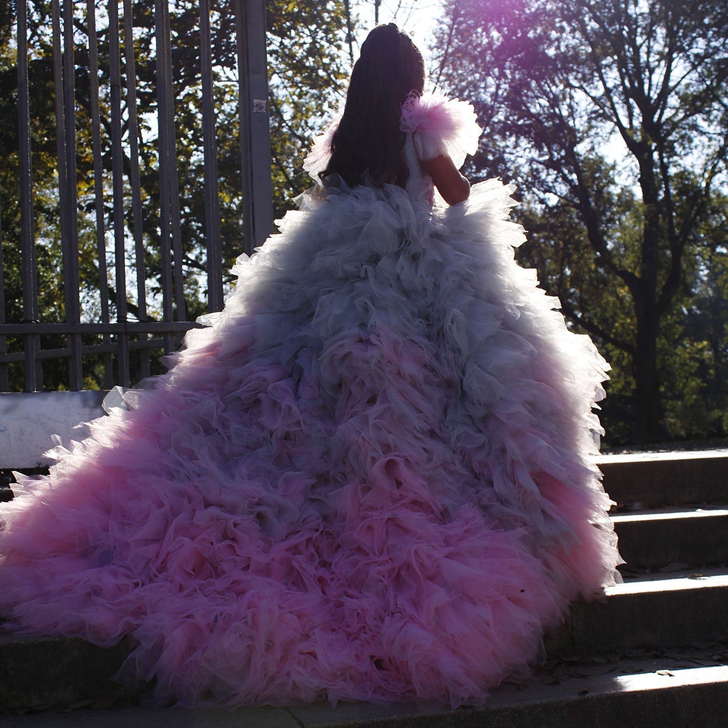 Luxury Girl Dress Feathers Beading Princess Prom Gown for Kids J163