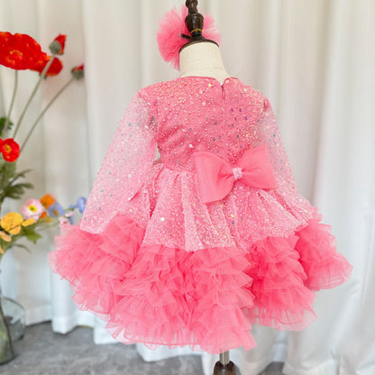 Luxury Girl Dress Sequined for Baby Kids Birthday Wedding Party J152