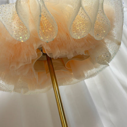 Luxury Gold Girl Dress Feathers Sequined Dubai Kids Wedding J320