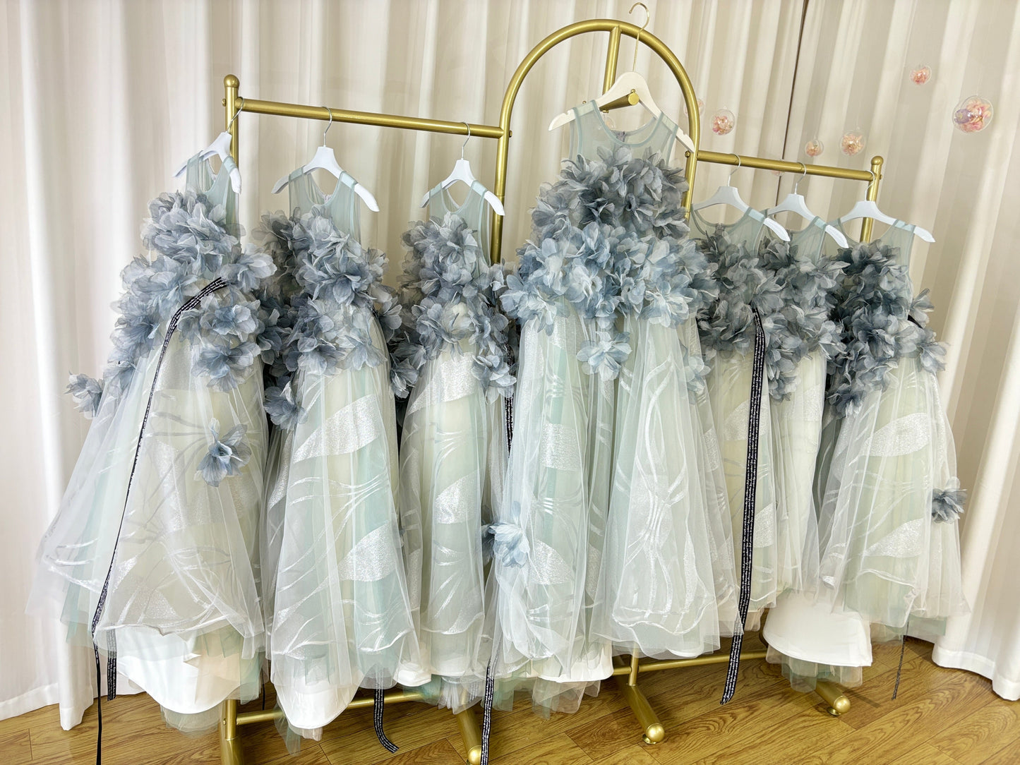 Luxury Gray Kids Girl Dress Handmade Flower Princess J018