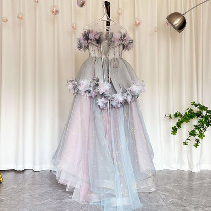 Luxury Lilac Flower Girl Dress Arabic Princess Kids Floor Length J083