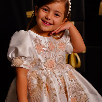 Luxury Off White Flower Girl Dresses Dubai Beading Sequined Princess J085