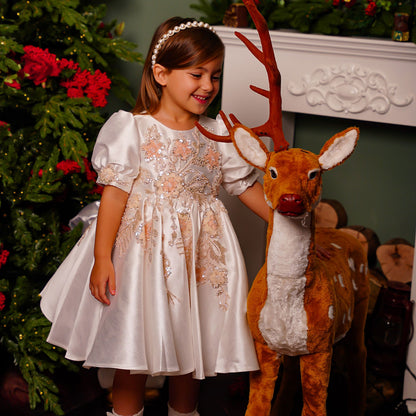 Luxury Off White Flower Girl Dresses Dubai Beading Sequined Princess J085