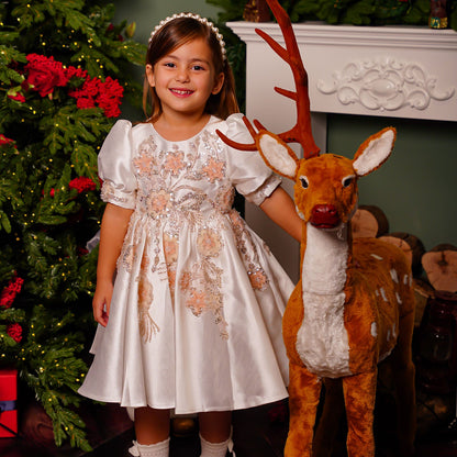 Luxury Off White Flower Girl Dresses Dubai Beading Sequined Princess J085