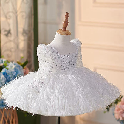 Luxury Pink Arabic Girl Dress Sequined Baby Kids Princess J161