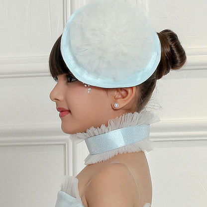 Luxury Sky Blue Arabric Girl Dress with Headgear Kids Princess J194