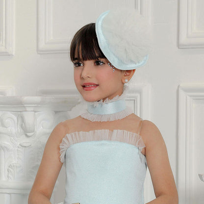 Luxury Sky Blue Arabric Girl Dress with Headgear Kids Princess J194