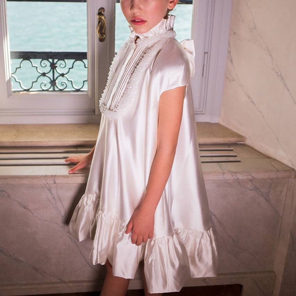 Luxury White Girl Dress Beading Princess Kids Evening Gown J296