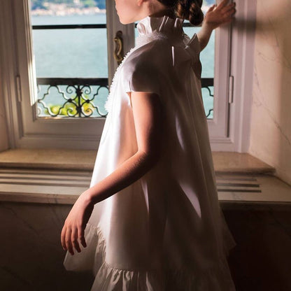 Luxury White Girl Dress Beading Princess Kids Evening Gown J296