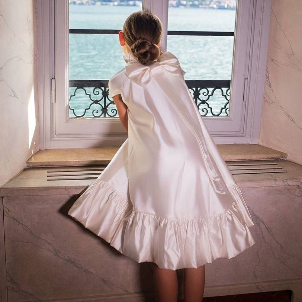 Luxury White Girl Dress Beading Princess Kids Evening Gown J296