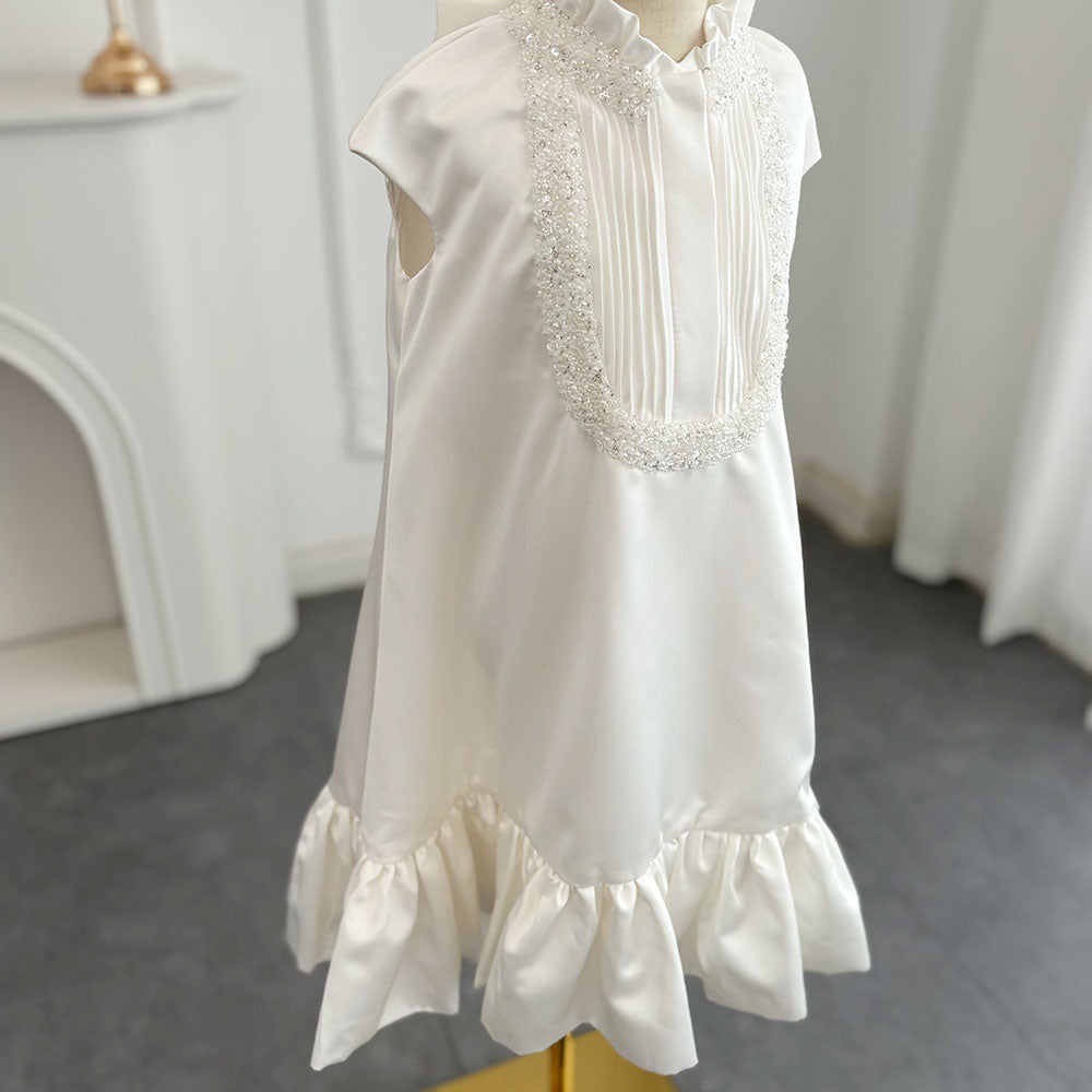 Luxury White Girl Dress Beading Princess Kids Evening Gown J296