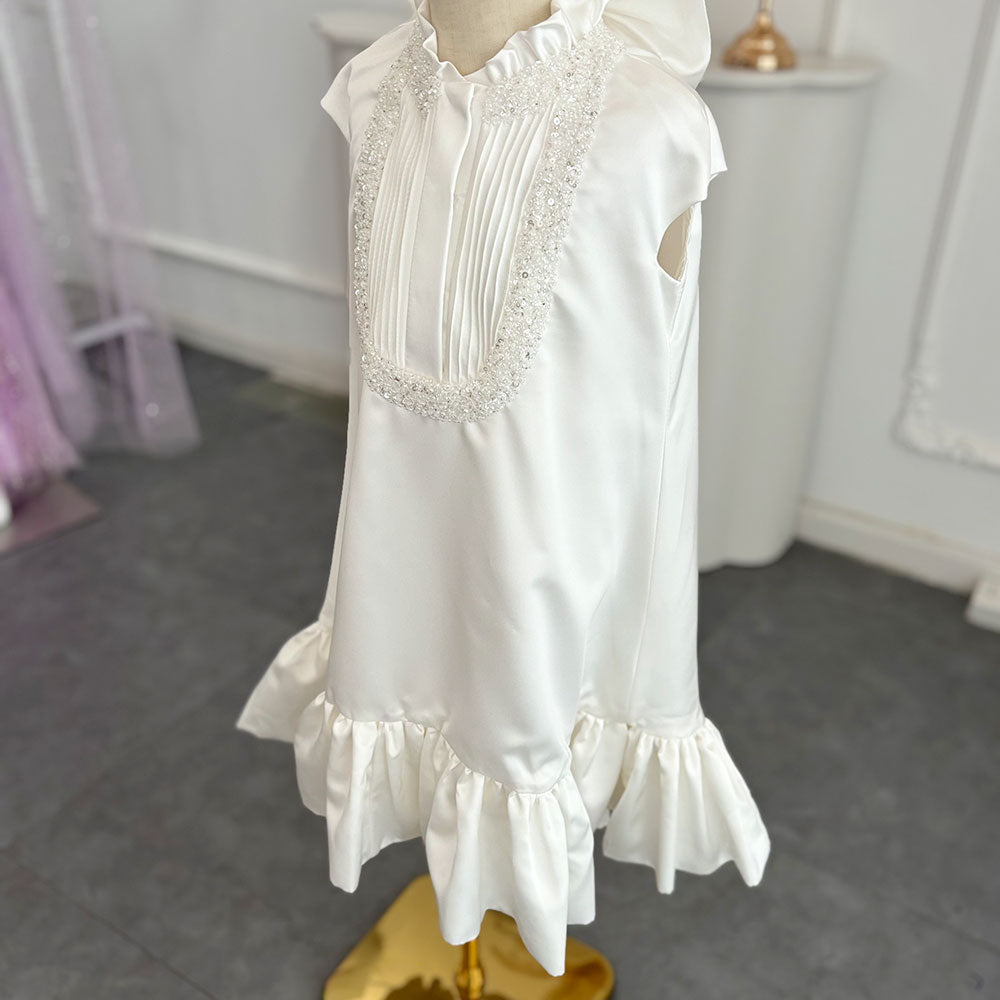 Luxury White Girl Dress Beading Princess Kids Evening Gown J296