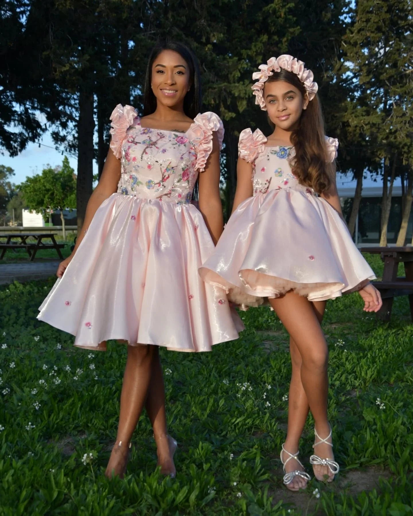 Pink Girl Dress 3D Flowers with Hairband for Kids J026