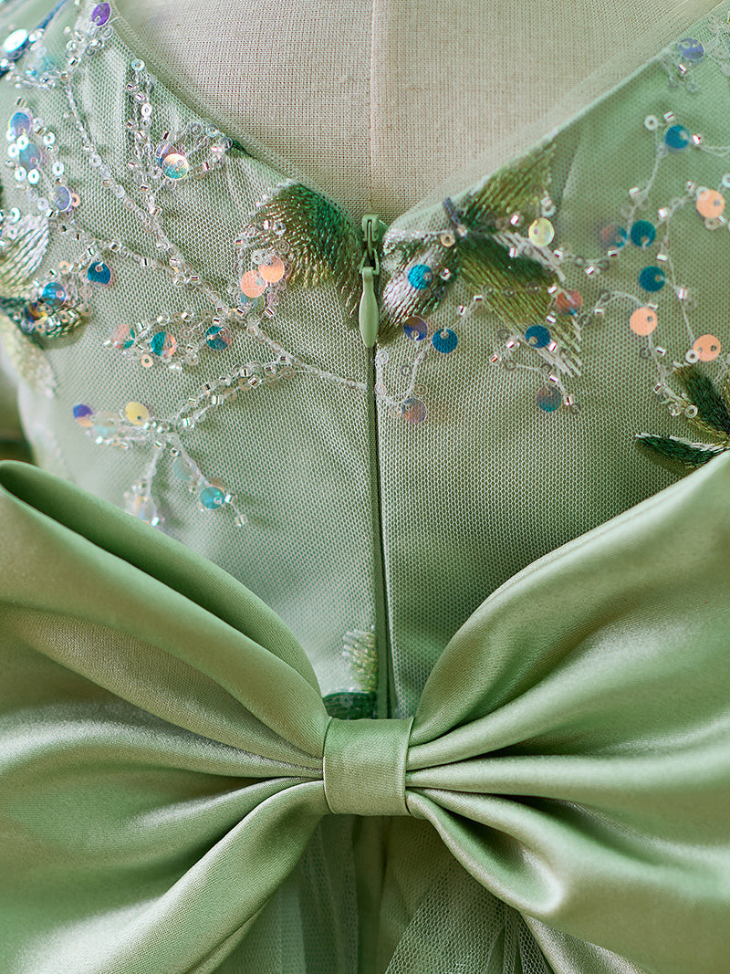 Sage Green Baby Long Sleeve Knee Length Girl Dress J060