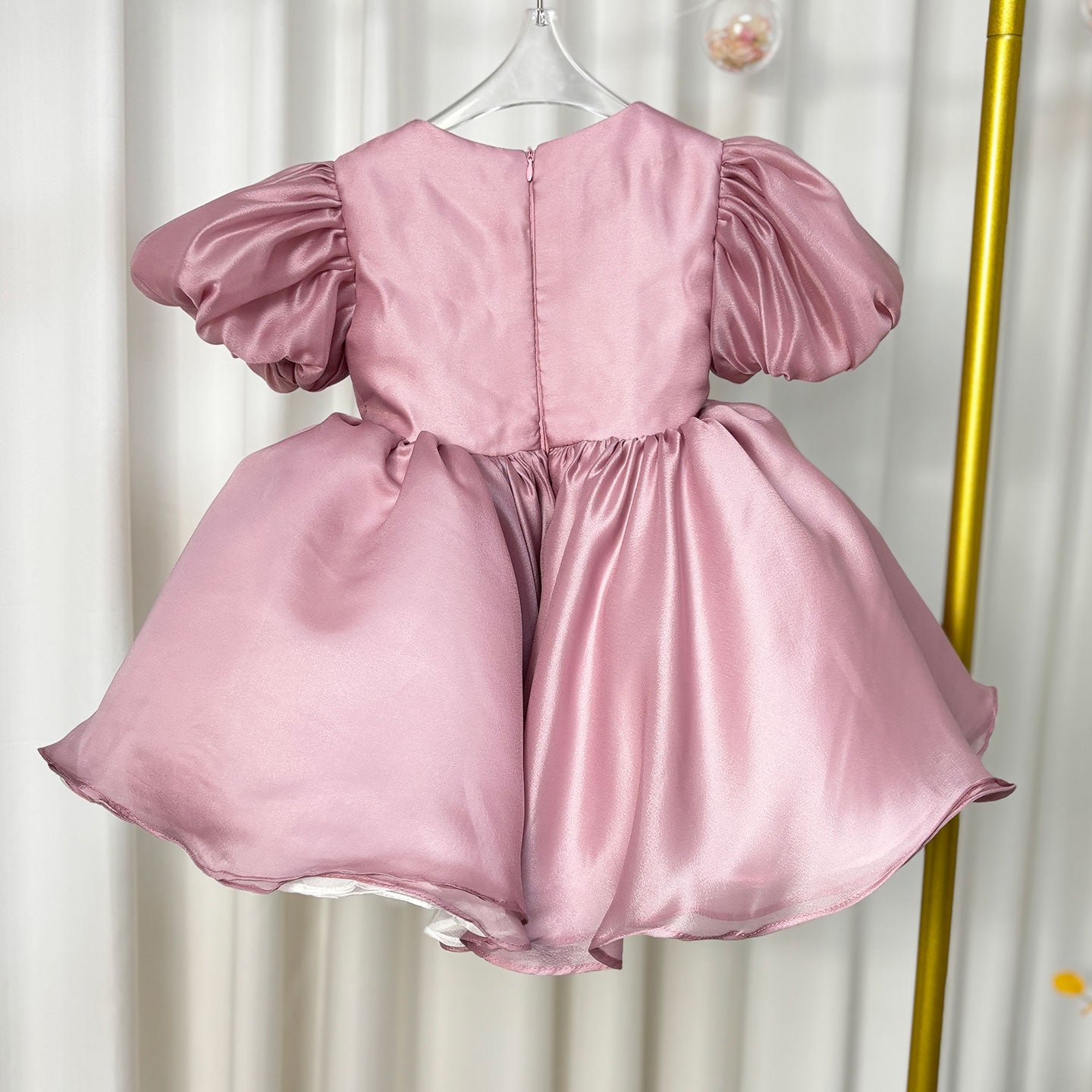 Shiny Elegant Dusty Rose Girl Dress with Bow Princess J257