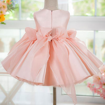 Sleeveless Pink Baby Pearls Princess Girl Dress J208