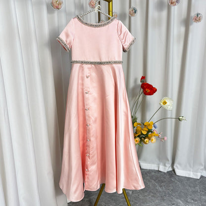 White Satin First Communion Weddding Party Girl Dress J297