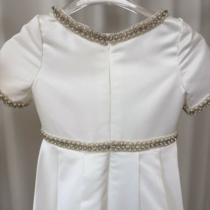 White Satin First Communion Weddding Party Girl Dress J297