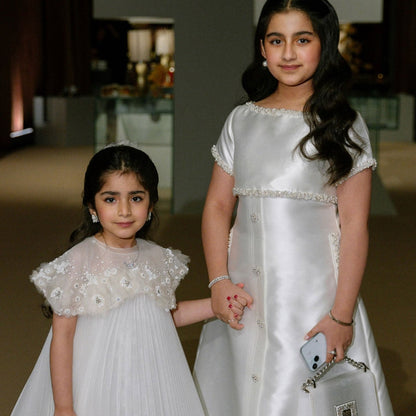 White Satin First Communion Weddding Party Girl Dress J297