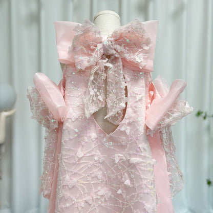 White Sparkly Girl Bridesmaides Dresses Birthday Party Gown J235