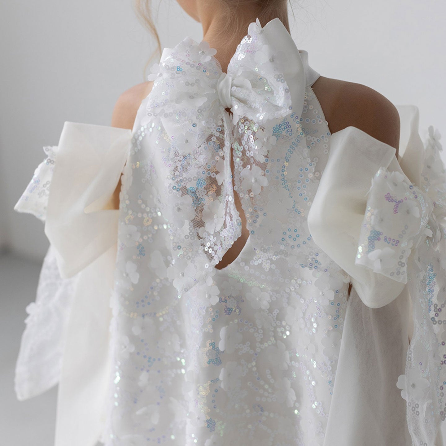 White Sparkly Girl Bridesmaides Dresses Birthday Party Gown J235