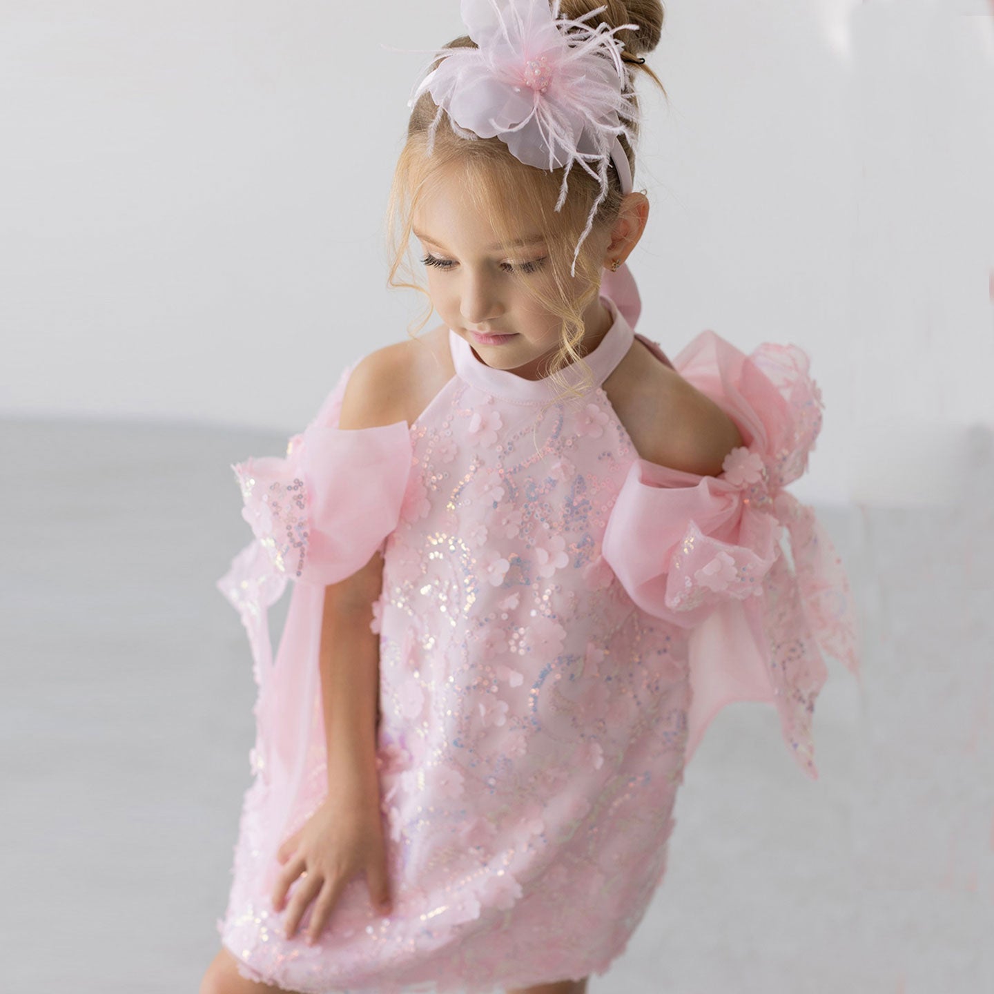 White Sparkly Girl Bridesmaides Dresses Birthday Party Gown J235