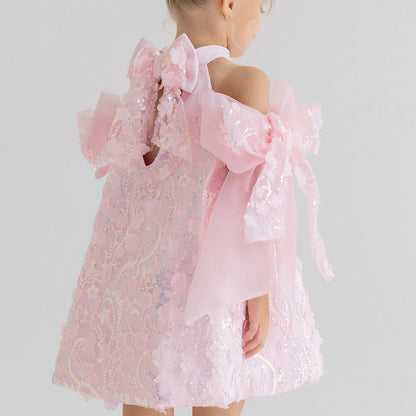 White Sparkly Girl Bridesmaides Dresses Birthday Party Gown J235