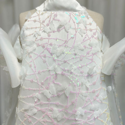 White Sparkly Girl Bridesmaides Dresses Birthday Party Gown J235