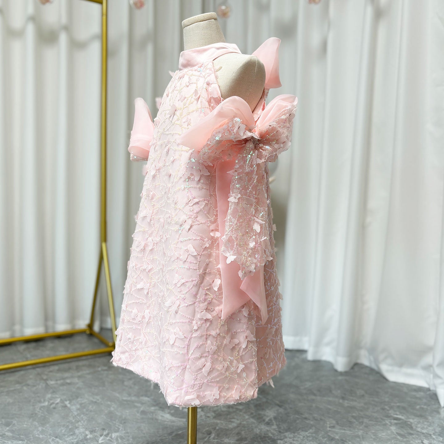 White Sparkly Girl Bridesmaides Dresses Birthday Party Gown J235